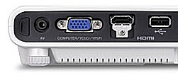 LED projector connections: - RCA Composite Audio / Video (adapter included) - VGA for computer connection - HDMI digital connection - USB to display photos (available depending on model)